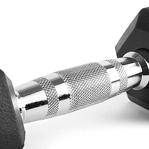 Image of The Cube Club Rubber Coated Hex Dumbbells (Pair) for Men & Women for Home Workout (5.0)