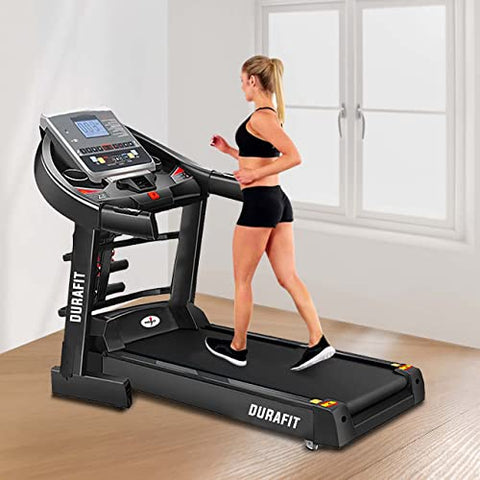 Image of Durafit - Sturdy, Stable and Strong Panther Multifunction | 5.5 HP Peak DC Motorized Foldable Treadmill | Auto incline | Home purpose | Max Speed 18 Km/Hr | Max User Weight 130 Kg | Black