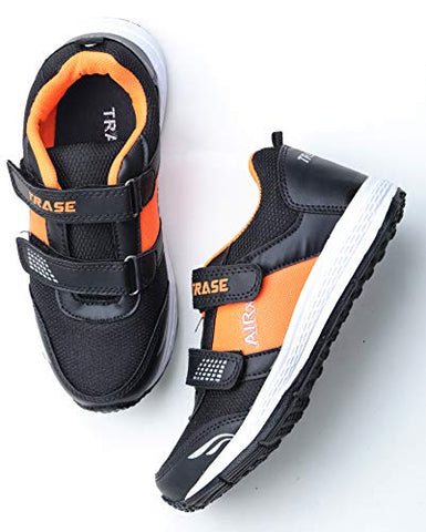 Image of TRASE Boys Black Orange Running Shoes - 11 UK (Kids)