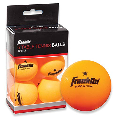 Image of Franklin Sports 1 Star Table Tennis Balls (Pack of 6), Orange, 40 mm