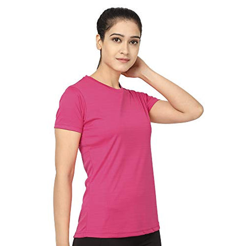 Image of KRONOS Women's Round Neck Dry Fit Gym Sports T-Shirt, Salmon Pink (S)