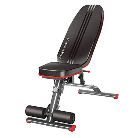 Image of FITNESS WORLD Home Multi Functional Weight Workout Strength Training Multi-Purpose Fold able Incline Decline Exercise Bench for Home Gym, for Full Body Workout (Home Bench, 215 kg Limit)