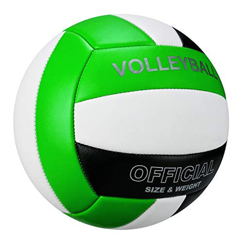 Image of YANYODO Official Size 5 Volleyball, Soft Indoor Outdoor Volleyball for Game Gym Training Beach Play, Green Black White