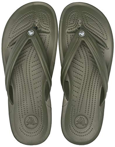 Image of crocs Boy's Army Green/White Flop-7 Men/ 9 Women M US (Crocband Flip)