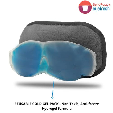 Image of SandPuppy EyeFresh - Reusable Cool Gel Eye Mask - Pack Of 2 | Ideal For Puffy Eyes And Dark Circles | Universal Fit, Black, One Size