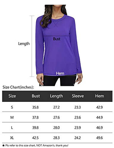 Image of Miusey Long Sleeve Sport T Shirt Women,UPF 50+ Crew Neck Athletic Tops Petite Yoga Clothing Exercise Gym Tunics Outdoor Activities Black S