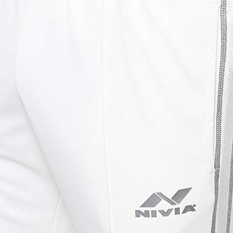 Image of Nivia 2504-1 Polyester Cricket Pants, Men's Small (White/Grey)
