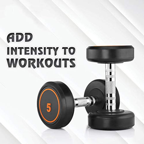 Image of Klikfit Rubber Dumbbells, 5 KG (Black) (5kg x 2pcs)
