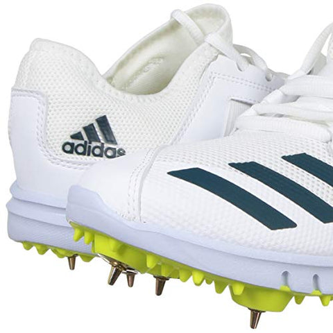 Image of Adidas Kid's Howzat Spike Junior 20 Cricket Shoe- FTWWHT/WILTEA/ACIYEL, 3 UK