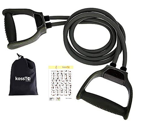 Image of kossto Double Toning Resistance Tube Heavy Quality Exercise Band for Stretching, Full Body Workout, Home Gym and Toning for Men and Women (Black)