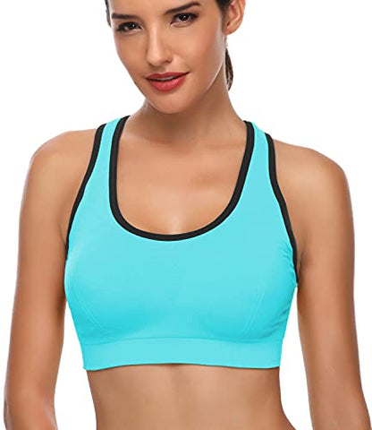 Image of MIRITY Women Racerback Sports Bras - High Impact Workout Gym Activewear Bra Color Blue Size 3XL