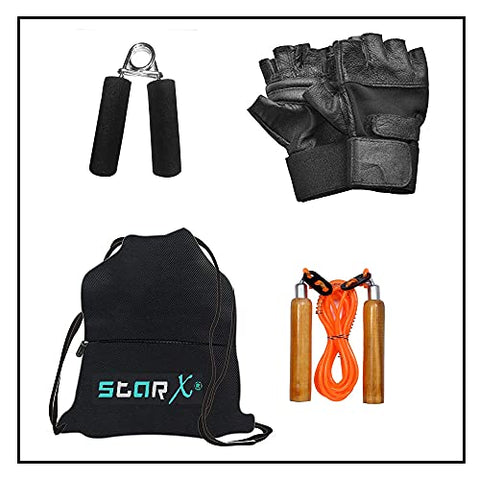 Image of Starx 20Kg Hexa Weight With 3Ft Rod And Accessories Home Gym Combo, PVC, Plastic ,Black