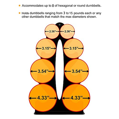 Image of Compact Steel Dumbbell Rack, Stand Only, 4 Tier Weight Rack for Dumbbells Weighing Up To 15 lb Each - 14.60 Inches Tall by 7.90 Inches Wide Dumbbell Storage Rack for Home gym