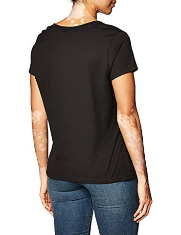 Image of Hanes Classic-Fit Jersey Women's T-Shirt 4.5 oz (Pack of 1) Size:Medium Color:Black