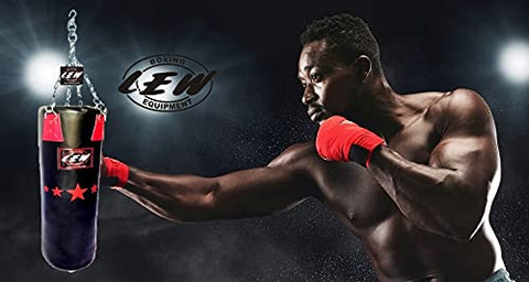 Image of LEW 4FT Filled Heavy Haptex Leather Punch Bag Boxing MMA Sparring Punching Training Kick Boxing Muay Thai with Hanging Chain