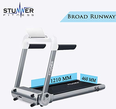 Image of Stunner Fitness S6 (2.0 HP) Smart Motorised Treadmill with LED Touch Interactive Display | Bluetooth Speaker | MP3 | Smartphone App | 100% Installed for Cardio Workout at Home