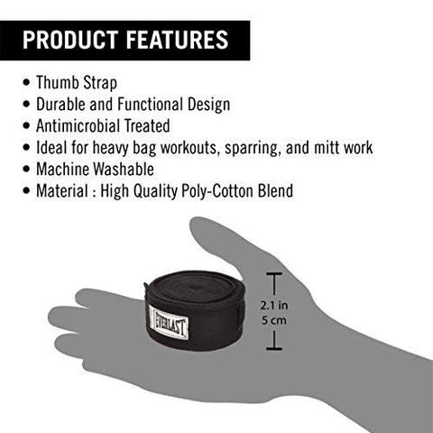 Image of Everlast - 4456B Cotton Hand Wraps (Black, 180-inches)