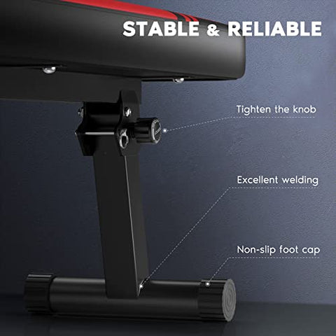 Image of FLYBIRD Flat Weight Bench Exercise Bench Foldable for Strength Training, 650 LBS Weight Capacity