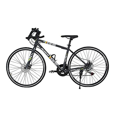 Image of Amardeep cycles Make Road Bike 700 C with 14 Speed (7 by 2) Shimano Gear, Dual disc Brake 18.00, steel Sports Gear Bicycle for Men (Black)