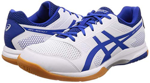 Image of ASICS Men Gel-Rocket 8 White/Illusion Blue Badminton Shoes-6 UK/India (40 EU) (7 US) (B706Y.124)