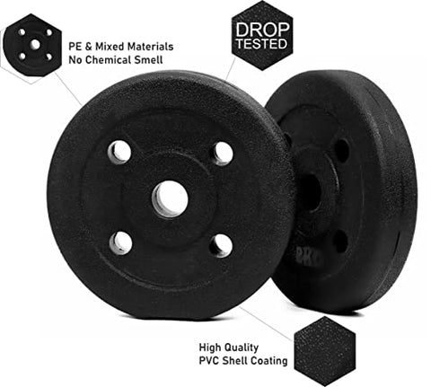 Image of FitBox Sports 3 In 1 Convertible Adjustable Dumbbells kit With Button Shaped Plates 20 Kg (2kg x 4 + 3kg x 4), Black