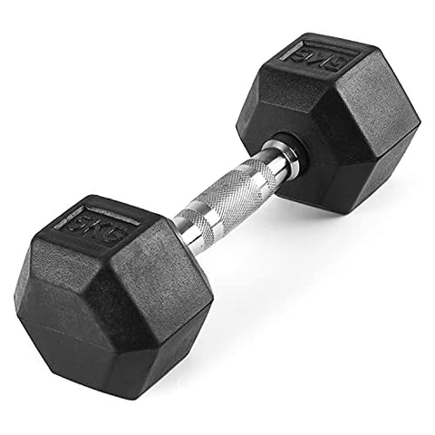 Image of The Cube Club Rubber Coated Hex Dumbbells (Pair) for Men & Women for Home Workout (5.0)