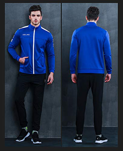 Image of KELME Tracksuit Sets for Mens, Womens, Boys and Girls – 2 Piece Set Includes Track Jacket ans Pants (Dark Blue/White, X-Small (Adult))