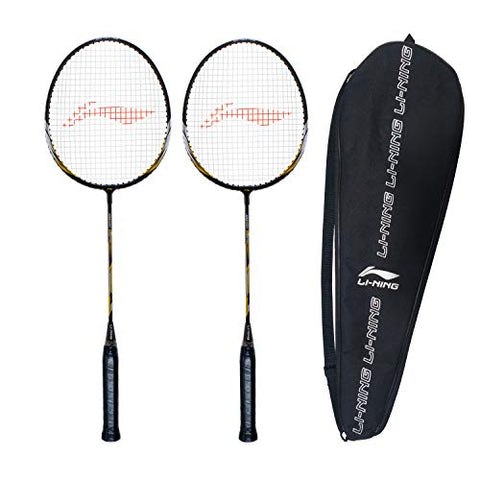 Image of Li-Ning XP-70-IV Aluminum Strung Badminton Racquet (Black/Gold , S2 , 90-95 Grams , 18-20 lbs)+Li-Ning Bolt Neo (6 in 1) Nylon Badminton Shuttlecocks (Yellow)