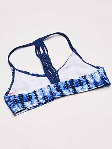 Image of Kanu Surf Girls' Big V-Neck Bikini Beach Sport 2-Piece Swimsuit, Willow Navy Tie-dye, 12