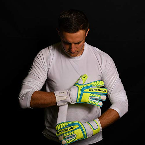 Image of Renegade GK Vulcan Surge Hybrid Cut with Grip Soccer Youth Goalkeeper Gloves with Pro Finger Saves (Size 9, Medium)