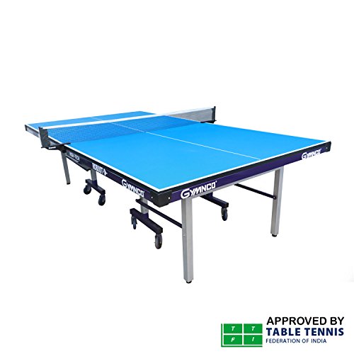Gymnco Robust High Tech Table Tennis Table with 25 mm Top and 100 mm Stopper Wheel (Free TT Table Cover + 2 TT Racket & Balls)