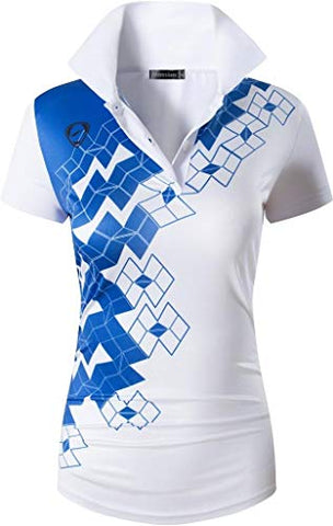 Image of jeansian Women Sport Quick Dry Short Sleeves Polo Tee SWT289 White S