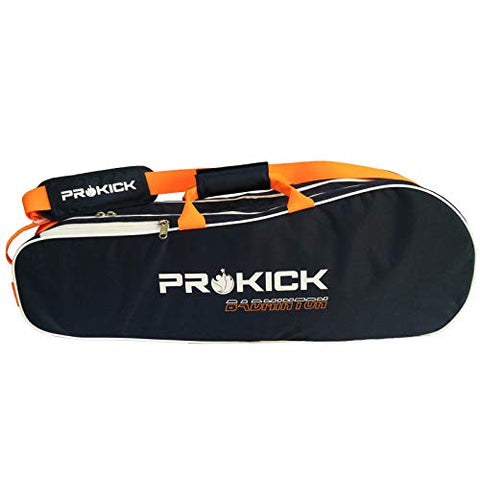 Image of Prokick Neon Series 900D Polyester Nylon Badminton Kitbag with Double Zipper Compartments - Navy/Neon Orange