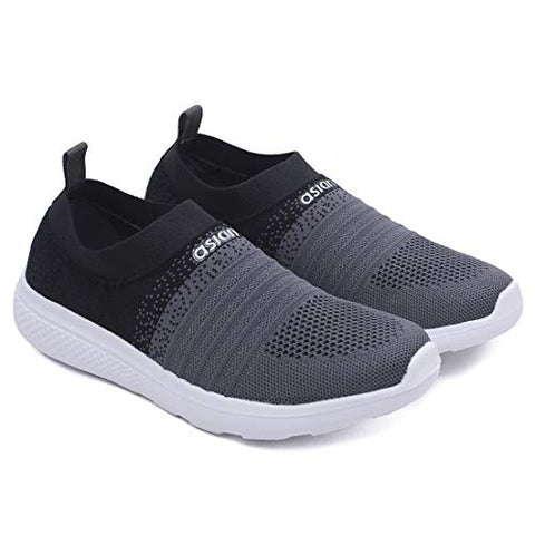 Image of ASIAN Women's Elasto-02 Grey Knitted,Sports,Walking,Slipon Shoes UK-4