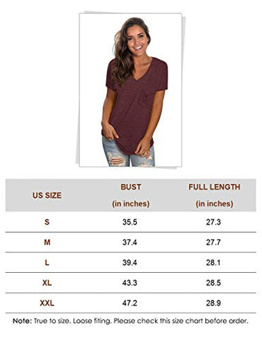 Image of WEESO Womens T Shirts V Neck Tops Short Sleeve Ladies Summer Tunic Loose Fit Tee Coral XXL