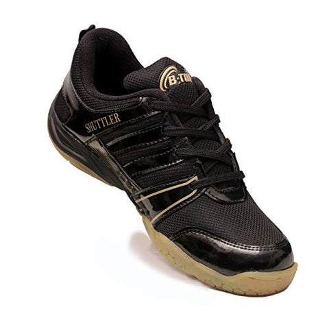 Image of B-TUF Men's Shuttler Black Synthetic Badminton Court Shoes - 10 UK