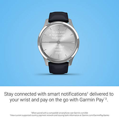 Image of Garmin Vivomove Luxe Silver Navy Leather Silver Watch