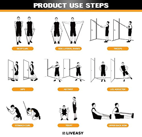 Image of LivEasy Essentials Unbreakable 100 % Natural Latex Rubber Resistance Bands for Workout - Men & Women (Set of 12)