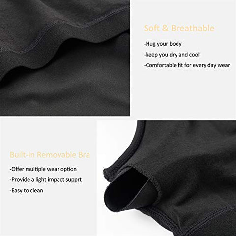 Image of Eleady Workout Tank Tops for Women Built in Bra Racerback Yoga Athletic Tops Sleeveless Sport Shirts Fitness Gym Activewear (Black, X-Large)