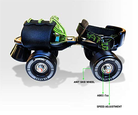 Image of Jaspo Tenacity Adjustable Senior Roller Skates Suitable for Age Group 6 to 14 Years (Black)