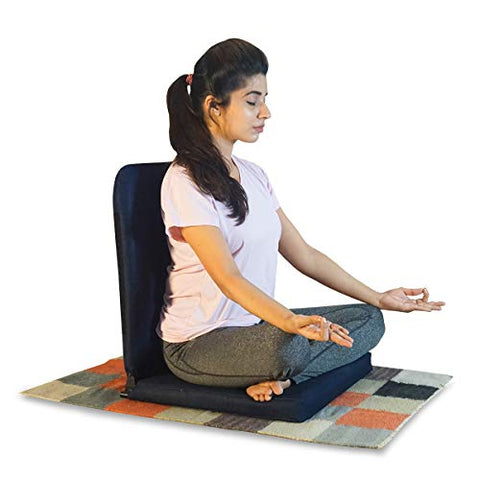 Image of Kawachi Right Angle Back Support Portable Relaxing Folding Yoga Meditation Chair (Darkblue)
