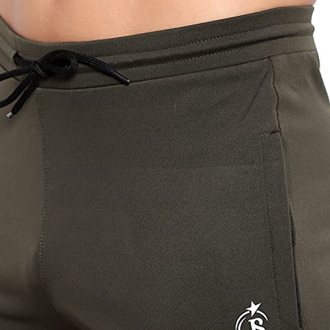 Image of BLUE STAR SHARK Men's Lycra Stretchable Regular Fit Stylish Cargo Style Joggers Track Pant Lower Pyjama Olive