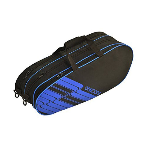 Image of One O One - Lines Collection Triple Black Blue Badminton Kitbag/Tennis Kitbag