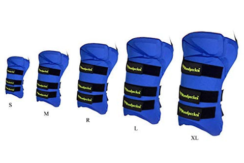 Image of Woodpecker Thigh Guard for Cricket (Blue and Orange with 3 Straps)