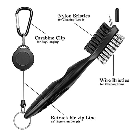 Image of Favritt Golf Towel for Golf Bag with Clip and Accessories Set Golf Cleaning Brush Golf Club Cleaner Golf Gift for Men ,Women, Children