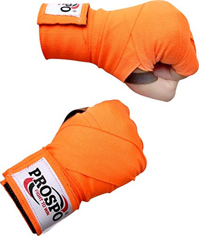 Image of PROSPO Florescent Orange Boxing Mexican Stretch, Handwraps, Spandex Bands, Hand Bandage Protectors (180 Inch - Pack of 1 Pair).