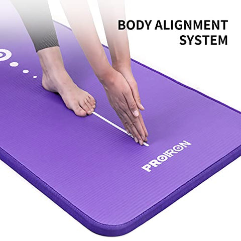 Image of NBR Yoga Mat 1830×660×10 mm - PURPLE PROIRON Pilates Mat Edge Protection Non-Slip Yoga Mat Exercise Extra Thick Foam Mat Fitness Workout Mats Home Gym with Carrying Strap