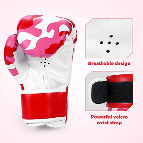 Image of Kids Boxing Gloves, Boxing Gloves for Children 5-12 Youth Boys Girls Toddler PU Cartoon Sparring Training Boxing Gloves for Punching Bag, Kickboxing, Muay Thai, MMA (Red)