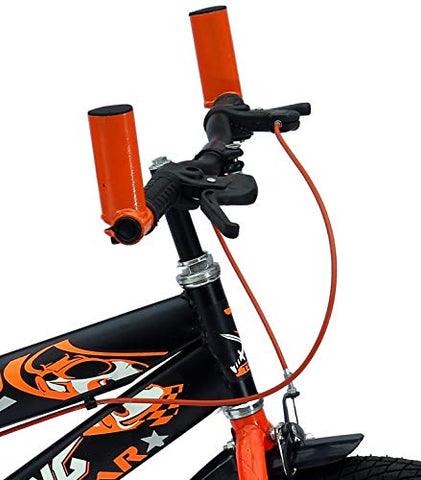 Image of RAW BICYCLES 20T Sports BMX Single Speed 14 Inches Steel Frame Road Bike Kids Bicycle/Cycle for 7 to 10 Years Boys & Girls Semi Assembled Tyre and Tube with Training Wheels (Orange)