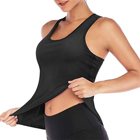 Image of Eleady Workout Tank Tops for Women Built in Bra Racerback Yoga Athletic Tops Sleeveless Sport Shirts Fitness Gym Activewear (Black, X-Large)